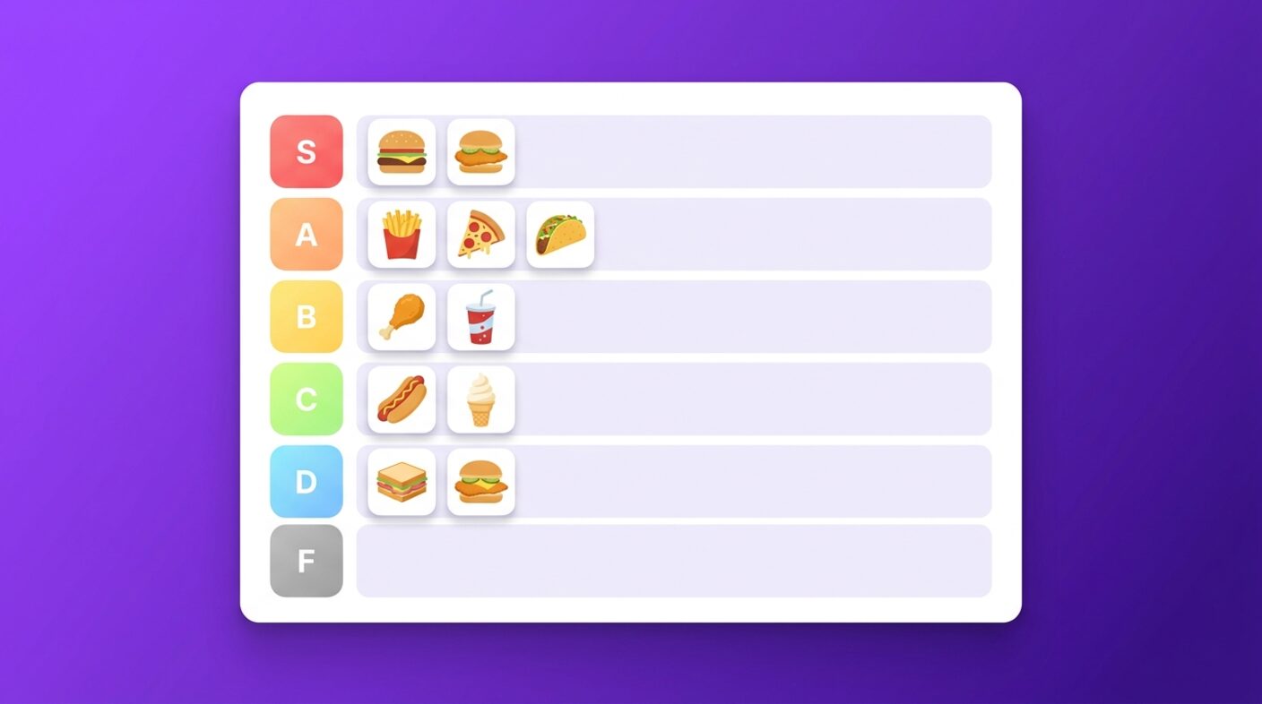 Fast food chains dragged into S, A, B, C, D and F tiers