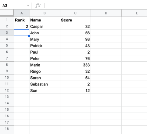 Google Sheets Leaderboard