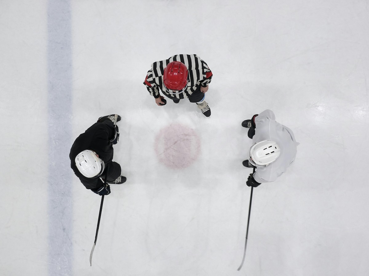 A hockey ice rink from the top down