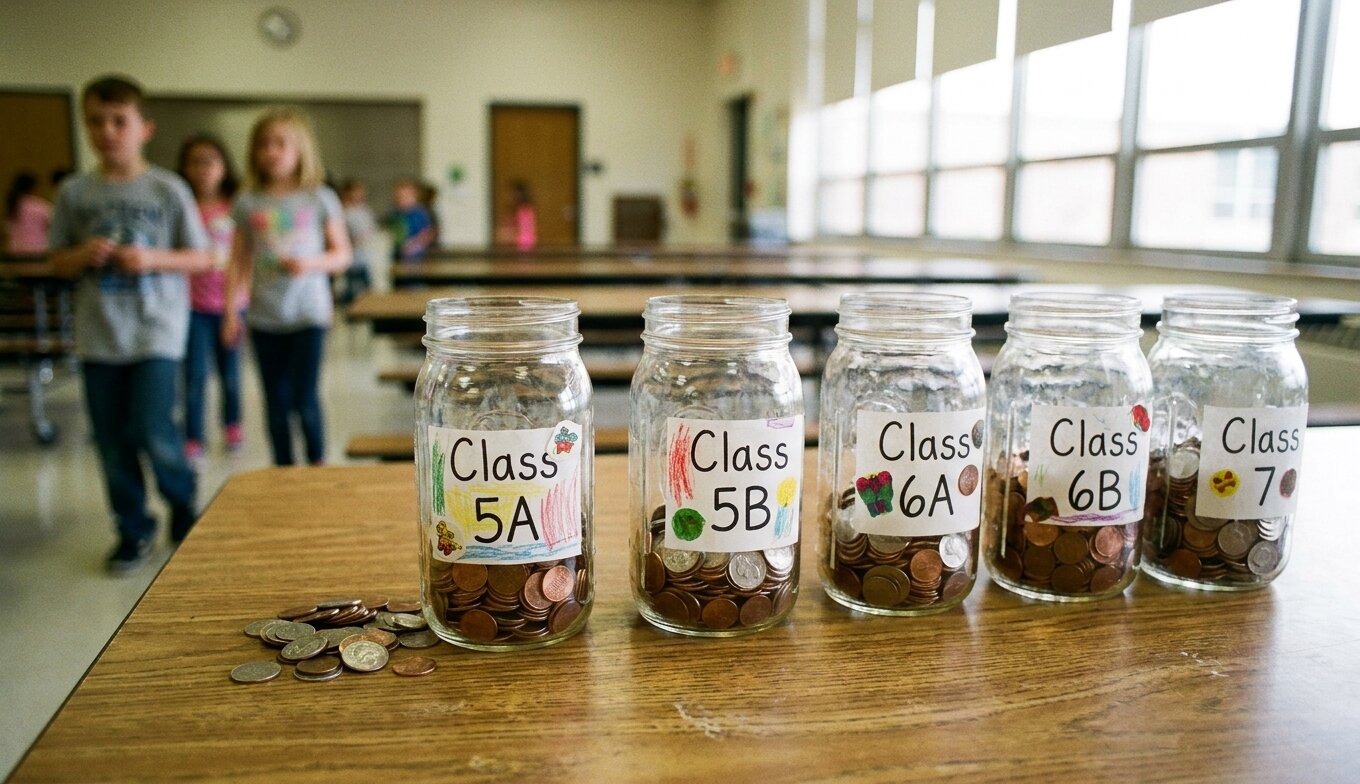 Penny wars rules, themes, jar setup, and a free real-time team leaderboard. The complete guide for schools, PTAs, and offices running a penny wars fundraiser.