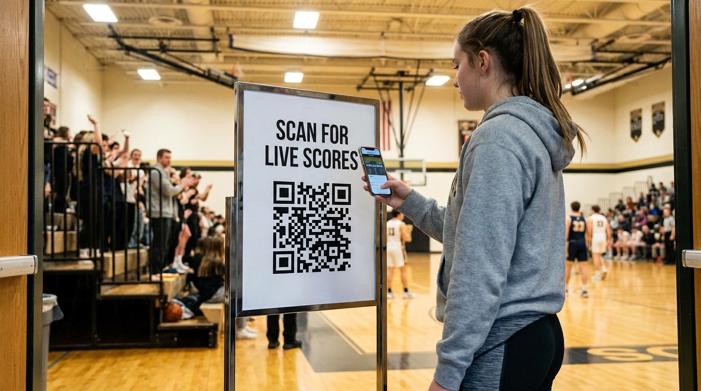 Attendees at an event with a live QR check-in leaderboard