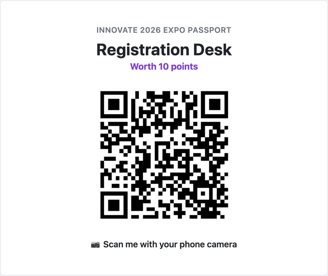 A printed QR poster for one checkpoint of a scavenger hunt