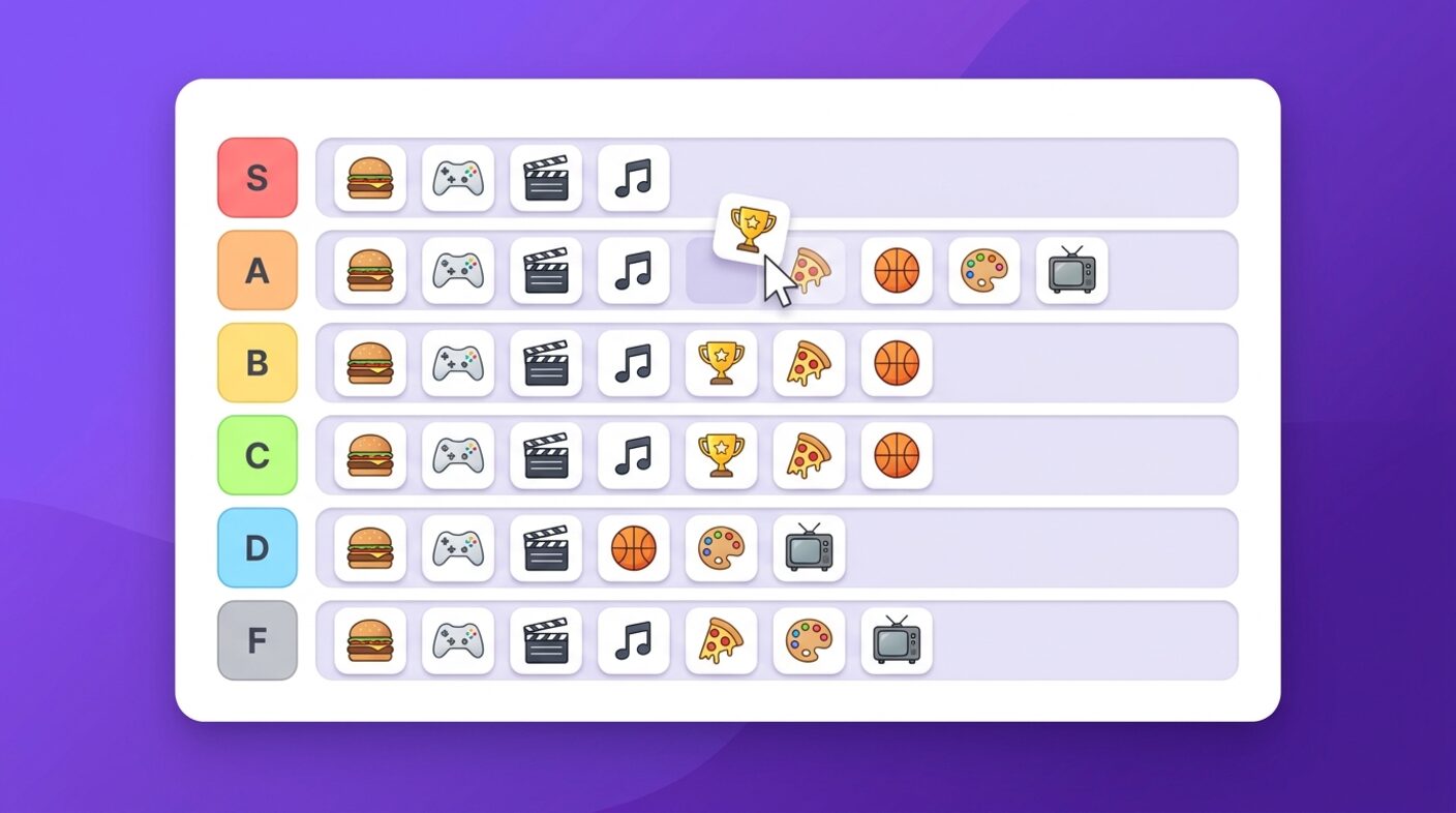 Stuck for something to rank? 50+ tier list ideas across food, games, movies, music and work — each one a link away from a finished list.