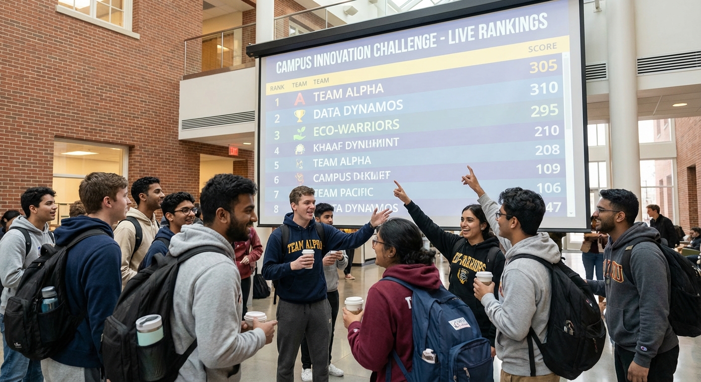 Run a university competition leaderboard for hackathons, inter-faculty contests, and campus events. Track students, clubs, and departments live.