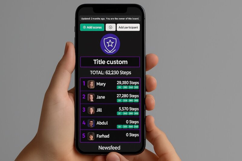 Feature screenshot: Sales rep updating their own score on a phone via a scorekeeper link