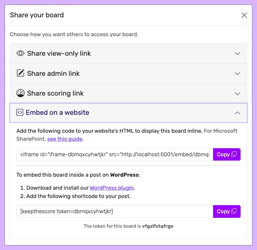 API access token location in the Share dialog