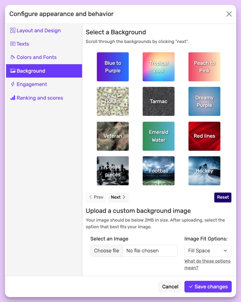 Background settings