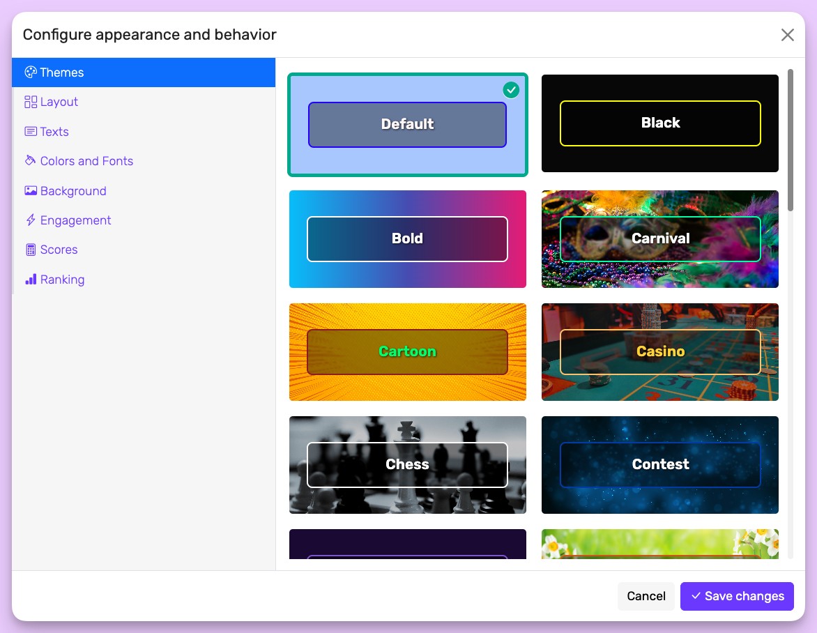 Theme settings